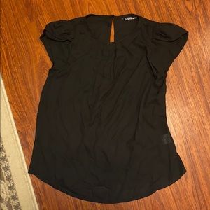 SHEIN Gathered Neck Buttoned Keyhole Back Blouse